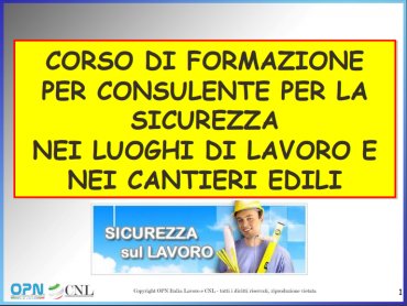 'CORSO DI  FORMAZIONE PER FORMATORI  DELLA SICUREZZA  NEI LUOGHI  DI LAVORO'